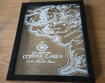 Lord of the Rings. Handmade Detailed Map of Middle Earth Glass Art