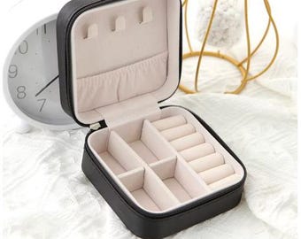 Single Layer Storage Box Ladies Travel Leather Jewelry Box Classic Black Pure White Fashion Pink Storage Box