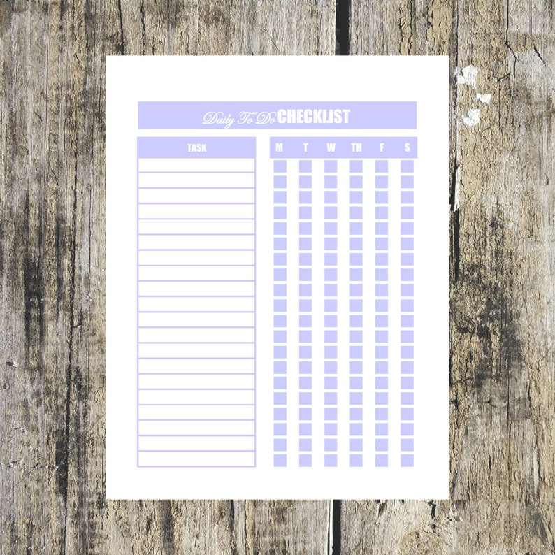 Daily to Do List Checklist PDF Printable Digital Download - Etsy