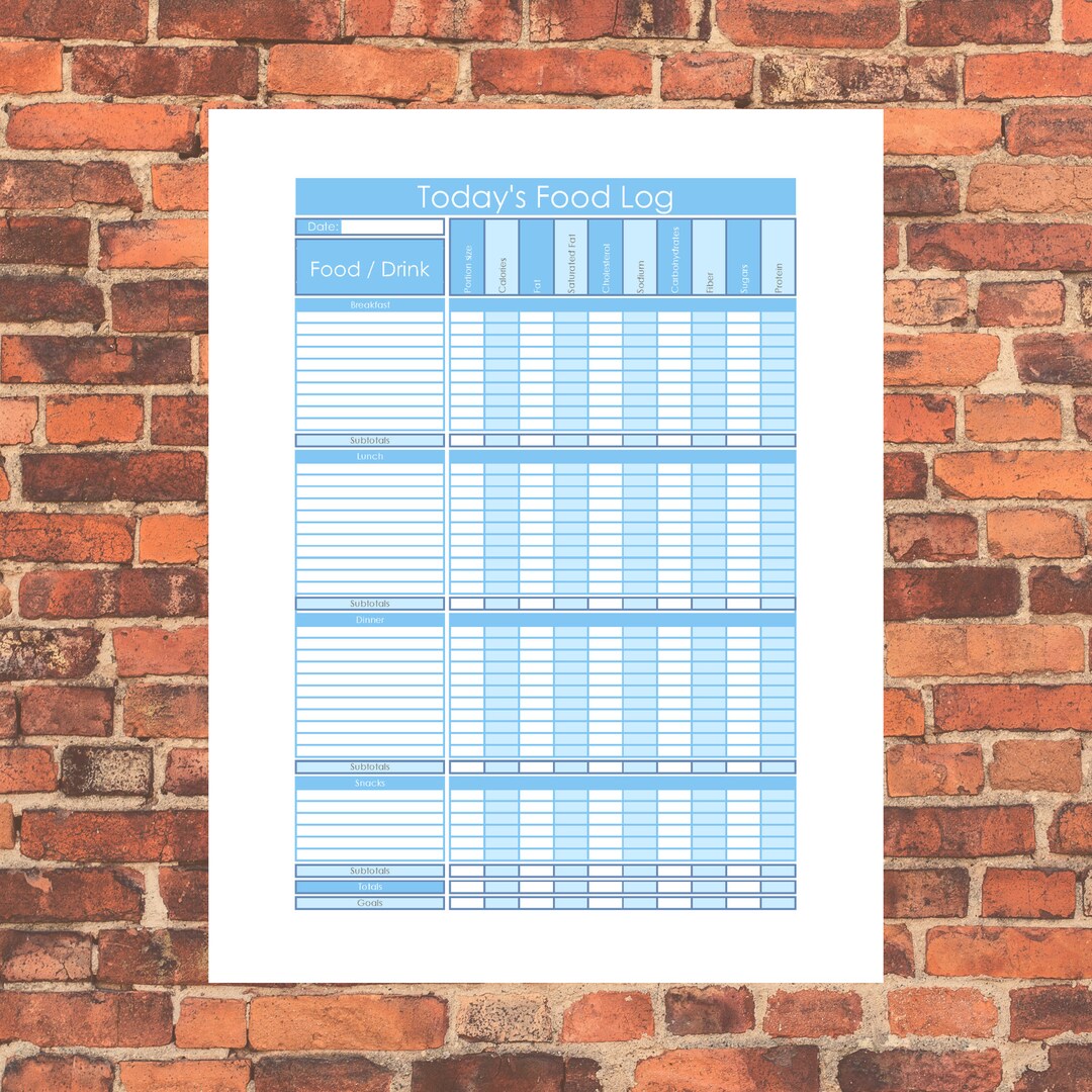 Food Log Printable Daily Food Log Macro Tracker Food Intake - Etsy