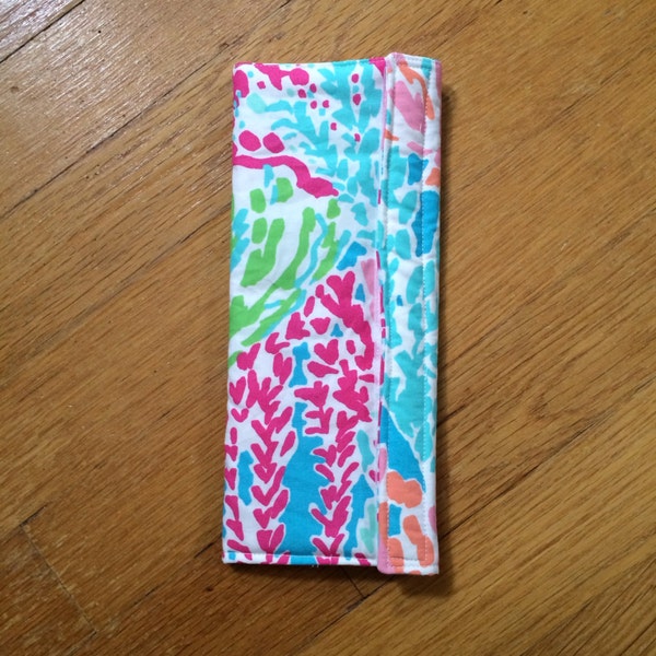 Seat Belt cover made with Lilly Pulitzer fabric