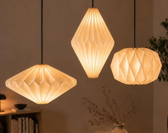 Origami Lampshade Nordic Lantern, Minimalist Pendant Light Shade, Paper Ceiling Light, Ambient Lighting, Scandinavian Home Decor Lamp