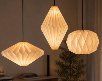 Lámpara de origami estilo nórdico, pantalla de lámpara colgante minimalista, lámpara de techo de papel, iluminación ambiental, lámpara de decoración escandinava para el hogar.