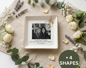 Personalized Best Friend Photo Jewelry Dish, Bestie Birthday Gift, Custom Trinket Tray Soul Sister Graduation Gift Ceramic Ring Dish for Her