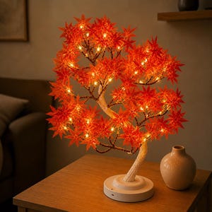 Maple Tree Lamp, LED Tree Light & Cozy Lighting | Fall Decoration Table Lamp | Ambient Warm Light Lamp for Bedroom  Rustic Home Decor