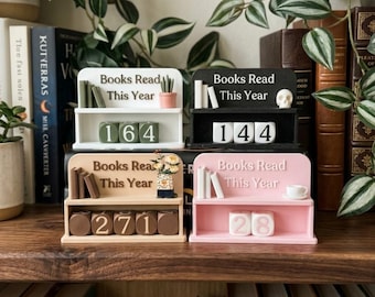 Tablero de madera para el seguimiento de libros, decoración para estanterías, rincón de lectura, regalo para amantes de los libros y registro de hábitos de lectura, decoración para bibliotecas de ratones de biblioteca, regalos para lectores.