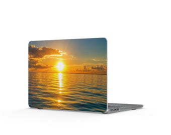Etui na MacBooka z motywem zachodu słońca nad oceanem | Skórka na laptopa z motywem plaży i wschodu słońca