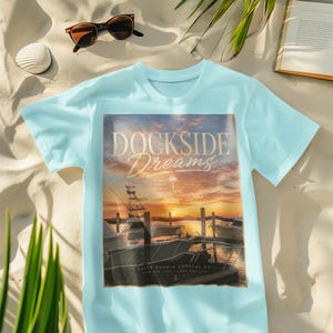 Dockside Dreams Tee | Sunset Marina Boat Harbor Graphic T-shirt
