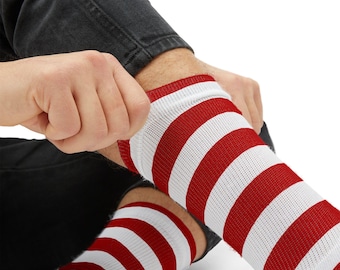 Red and White Striped Socks | Sublimation Socks