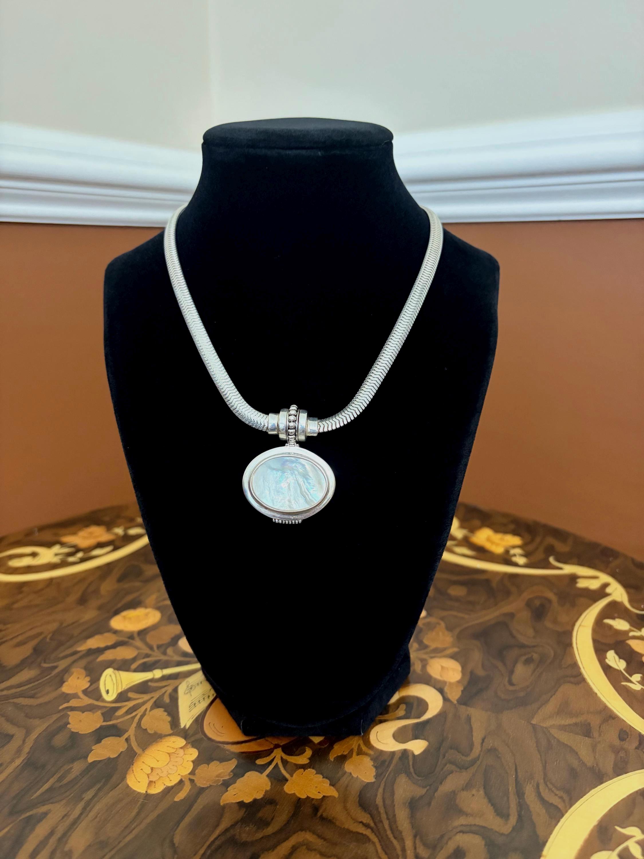 Joseph Esposito Sterling Silver Mother of Pearl Pendant Necklace