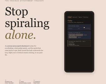 Anxious Attachment Tracker | Overthinking Journal & Relationship Anxiety Workbook | Interactive Somatic Tool | SEP-Built Digital