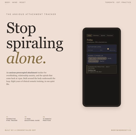 Anxious Attachment Tracker | Overthinking Journal & Relationship Anxiety Workbook | Interactive Somatic Tool | SEP-Built Digital