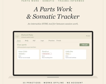 Interactive Parts Work & Somatic Tracker | IFS-Informed Digital Journal | 23 Practices