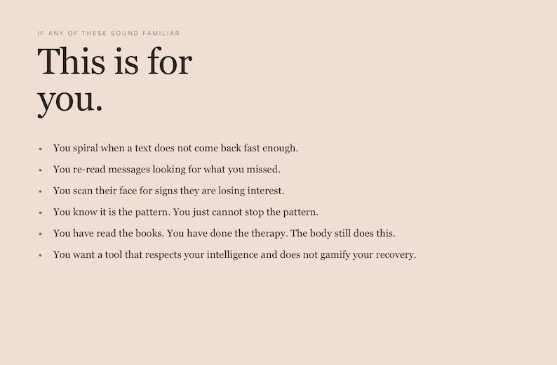 May include: A beige background with black text. The text reads "This is for you." followed by a list of statements about anxiety. The top line says "IF ANY OF THESE SOUND FAMILIAR".