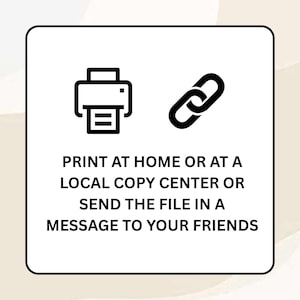 Puede incluir: Gr&aacute;fico cuadrado blanco con un icono de impresora negro y un icono de eslab&oacute;n de cadena. El texto dice: IMPRIMA EN CASA O EN UN CENTRO DE COPIAS LOCAL O ENV&Iacute;E EL ARCHIVO EN UN MENSAJE A SUS AMIGOS.