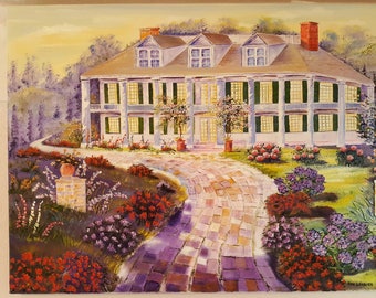 Beautiful Mansion, Grand Estate, Home Portrait Oil, Dan Leasure Oil Painting, 36l,25t,