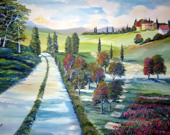 Heather Valley Road, Paradise in Provence, European Landscape, Around The World Art, Dan Leasure Oil, 36x25 in.