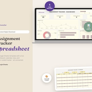 Assignment Tracker Google Sheets Student Planner Spreadsheet School Homework Organizer Academic Calendar Study Tracker College