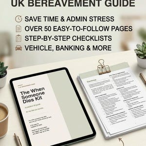 When Someone Dies Kit UK | 52-Page Bereavement Admin Guide | Probate Tell Us Once Funeral Estate First Six Months PDF