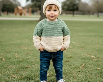 Eenvoudig gehaakt raglantruipatroon voor kinderen | Uniseks baby- en peutertrui | Gezellige handgemaakte winterhaak | Gezellige raglantrui gehaakt