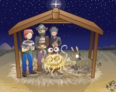 Flying Spaghetti Monster Nativity Christmas Atheism Heathen Freethinker Pastafarian Pirates