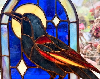Mythic Crow Stained Glass Pattern PDF SVG PNG