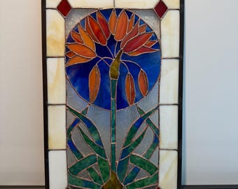 Amaryllis Botanical Art Nouveau Stained Glass Pattern  PDF SVG PNG