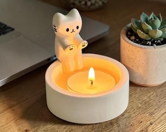 Cute Cat Candle Holder Kitten Candlestick Cartoon Tea Light Holder Aesthetic Home Decor Gift Cat Lover