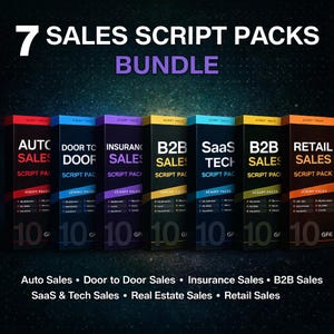 7 Sales Script Bundle | Auto, B2B, SaaS, Insurance, Retail, Real Estate & Door to Door Scripts | Sales Training Pack | Digital Download
