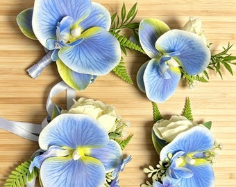 Handgemachte Orchidee Hochzeit Boutonniere, Elegante Bräutigam Boutonniere, Braut Handgelenk Corsage, Realistische Kunstblume, Hochzeits Accessoires