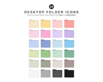 Desktop Folder Icons For MAC & WINDOWS, Multicoloured, Desktop Customization,