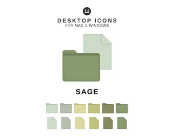 Desktop Icons - Sage Folders and Documents - For MAC & WINDOWS