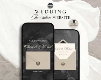 Wedding Website Template - RSVP Form - Editable Canva Design - Classic Ivory - Minimalist Timeless  - Digital Invitation