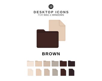 Desktop Icons - Brown Folders and Documents - For MAC & WINDOWS
