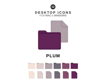 Desktop Icons - Plum Folders and Documents - For MAC & WINDOWS