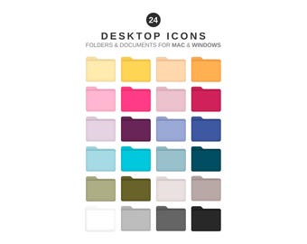 Desktop Folder Icons For MAC & WINDOWS, Multicoloured, Desktop Customization