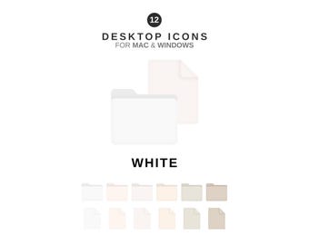 Desktop Icons - White Folders and Documents - For MAC & WINDOWS