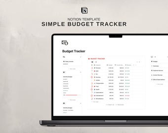 Notion Budget Tracker Template - Finance Tracker - Personal Budgeting - Simple Monthly Budget