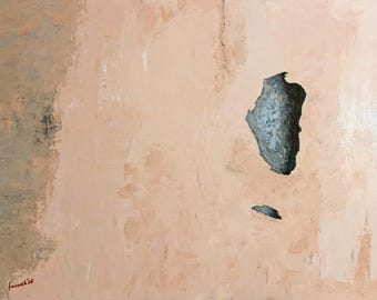 Minimalist Abstract Painting, 85x65 cm, One Of A kind, Neutral Wall Art, Wabi Sabi Canvas, “Accidental Discovery”, COA, Rolled Shipping,