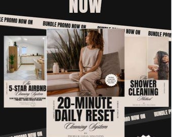 Paquete de sistema de limpieza: Reinicio diario, método de ducha, preparación para la rotación de Airbnb (guía imprimible)