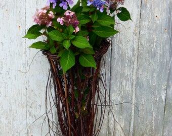 Hecho a mano abedul porte Bouquet puerta jarrón bolsillo de pared
