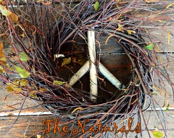 Wild Birch Twig PEACE SIGN WREATH