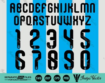 Argentina World Cup Jersey Font 2026 SVG, Soccer Alphabet Numbers (Digital Download)