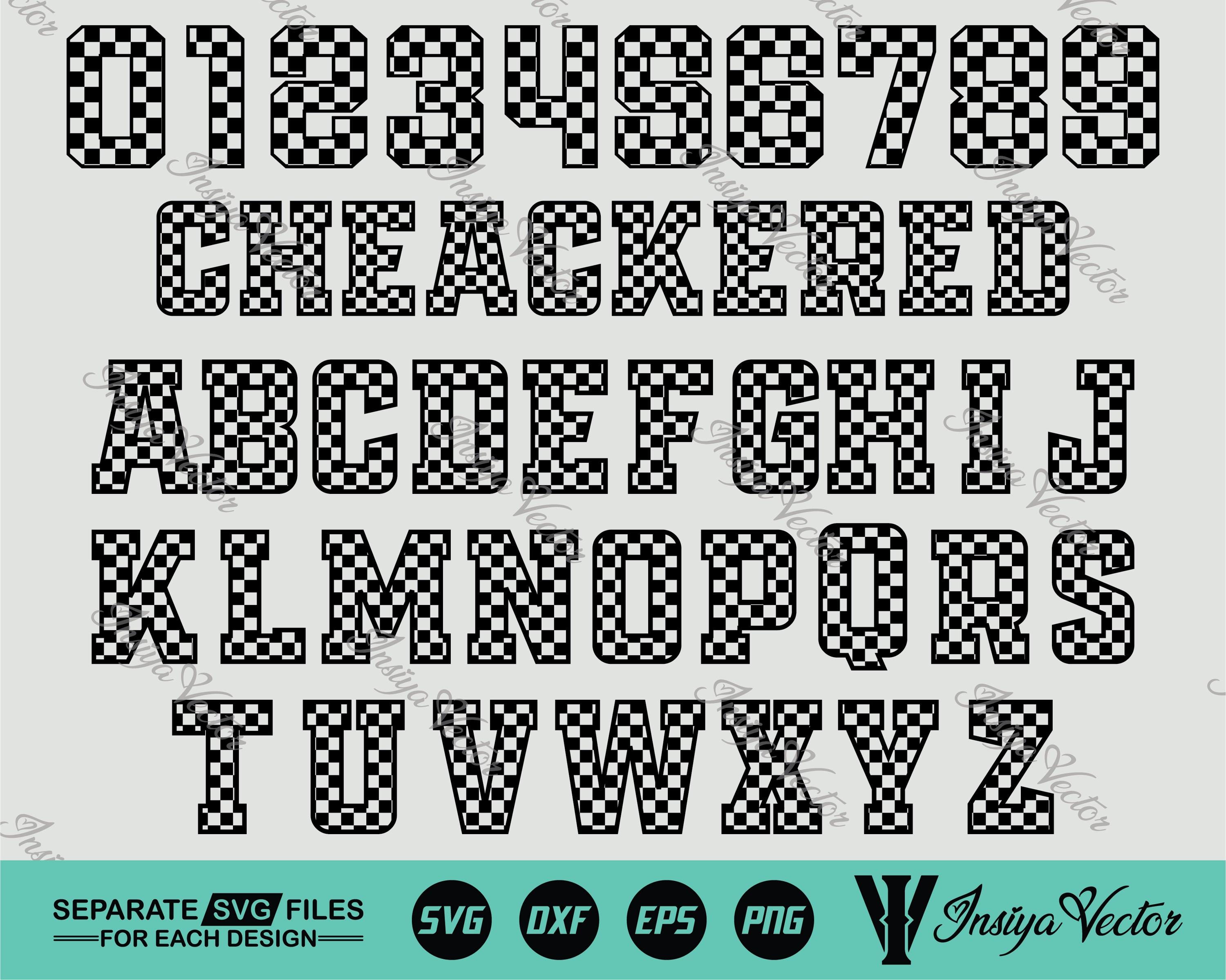 Checkered Racing Font SVG Alphabet Numbers PNG Dxf EPS Bundle - Etsy