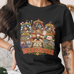ウェブマスターTシャツ、面白いデジタルマーケティングギフト、ITプロフェッショナルユーモアTシャツ、圧倒されるテクノロジーライフ、ハッシュハウスハリアーズオンオンシャツ、管理者