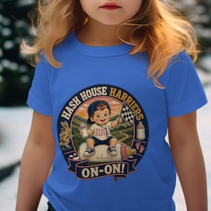 Hash House Harriers Baby T-Shirt - Faux Gestickter Aufnäher Design, Jogging Club T-Shirt
