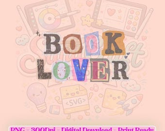 Book Lover PNG, Book Fan Digital Download