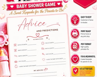 Minimalist Baby Shower Predictions Advice Game | Boho Neutral PDF (Instant Download)