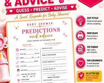 Baby Shower Predictions and Advice Card (Instant Download PDF)