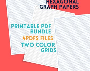 1/4 Inch Hexagonal Graph Paper Bundle | A4 & US Letter Printable PDF